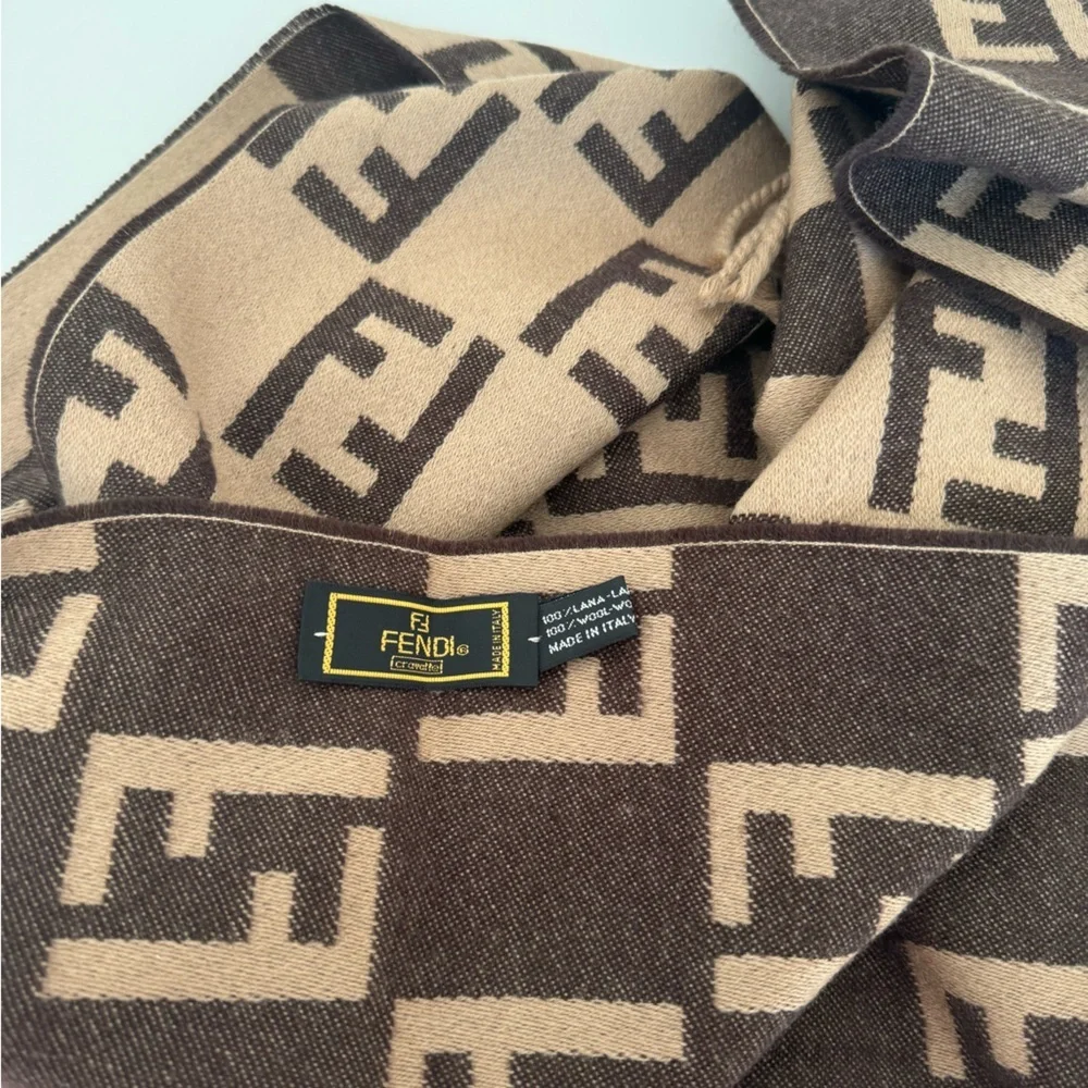FENDI ZUCCA WOOL SCARF- REVERSIBLE WITH COA